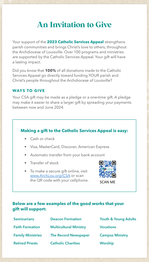 2023 Parish Annual Appeal Letter – SS. Isidore and Maria Parish